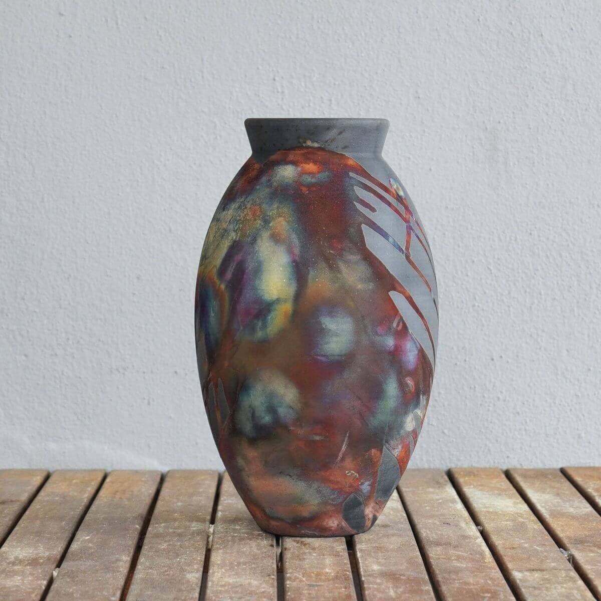 Raku pottery vase ceramic home decor