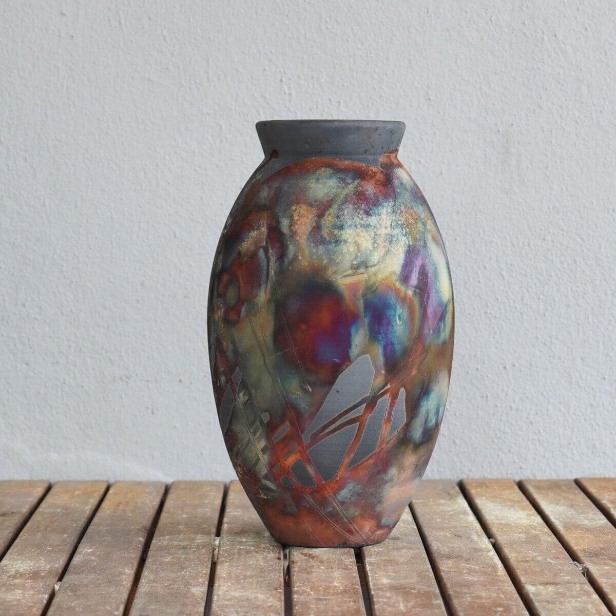 Raku pottery vase ceramic home decor