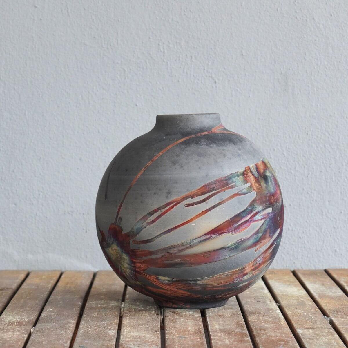 Raku pottery vase ceramic home decor
