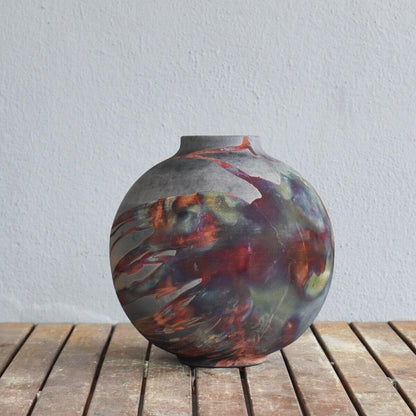 Raku pottery vase ceramic home decor