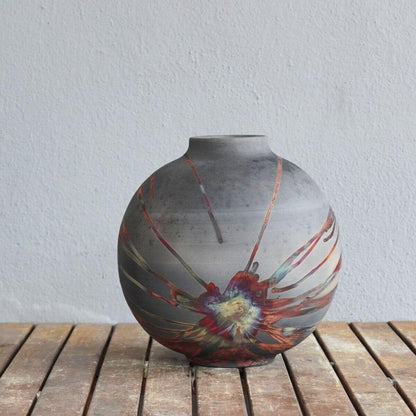 Raku pottery vase ceramic home decor