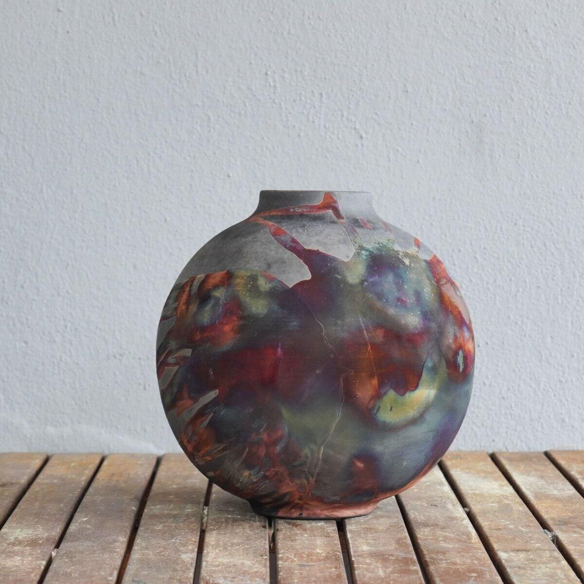 Raku pottery vase ceramic home decor