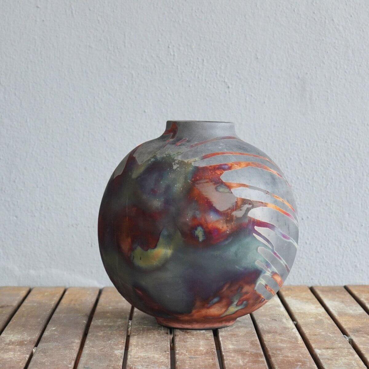 Raku pottery vase ceramic home decor