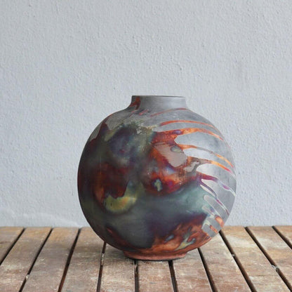 Raku pottery vase ceramic home decor