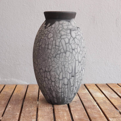 Raku pottery vase ceramic home decor