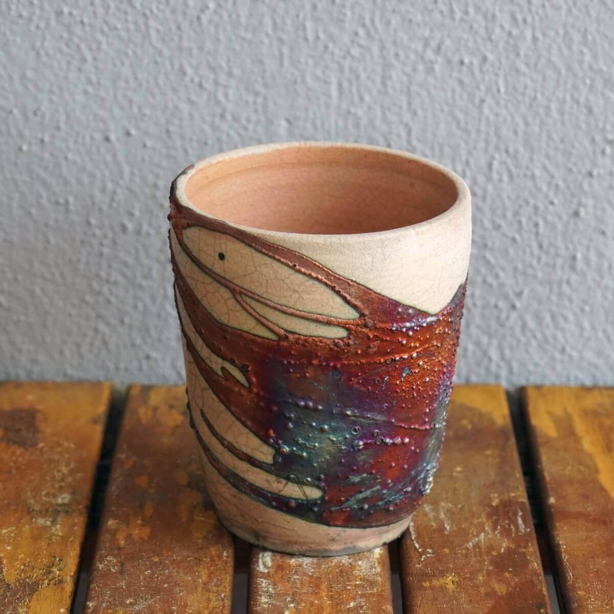 Raku pottery vase ceramic home decor