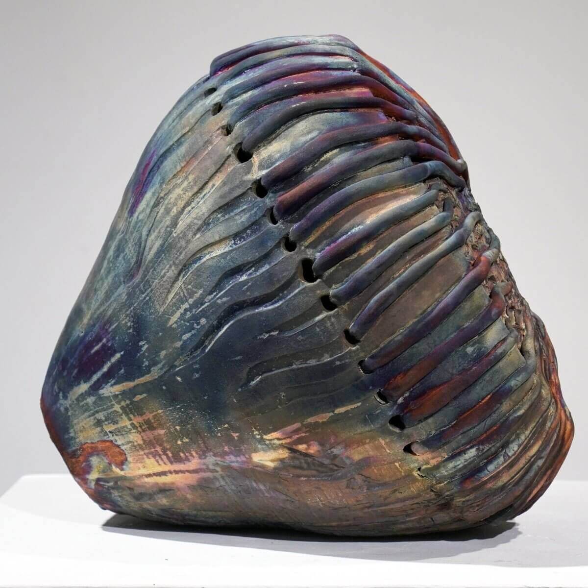 Spinner - life magnified collection raku ceramic pottery sculpture by Adil Ghani Unique Handmade ceramic pottery raku vases, urns, and home decor, sculptures, wall decor, gifts by Adil Ghani