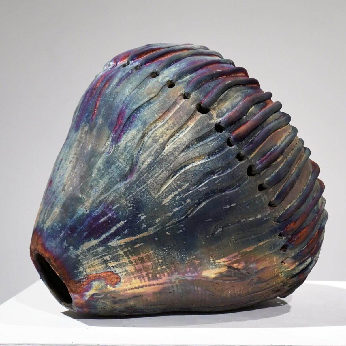 Spinner - life magnified collection raku ceramic pottery sculpture by Adil Ghani Unique Handmade ceramic pottery raku vases, urns, and home decor, sculptures, wall decor, gifts by Adil Ghani