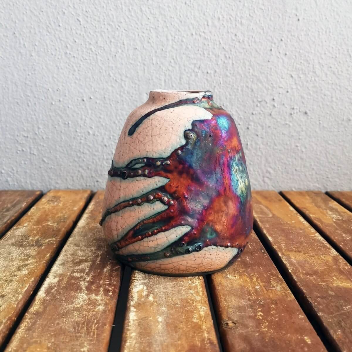 Suzu Ceramic Raku Pottery Vase Unique Handmade ceramic pottery raku vases, urns, and home decor, sculptures, wall decor, gifts by Adil Ghani