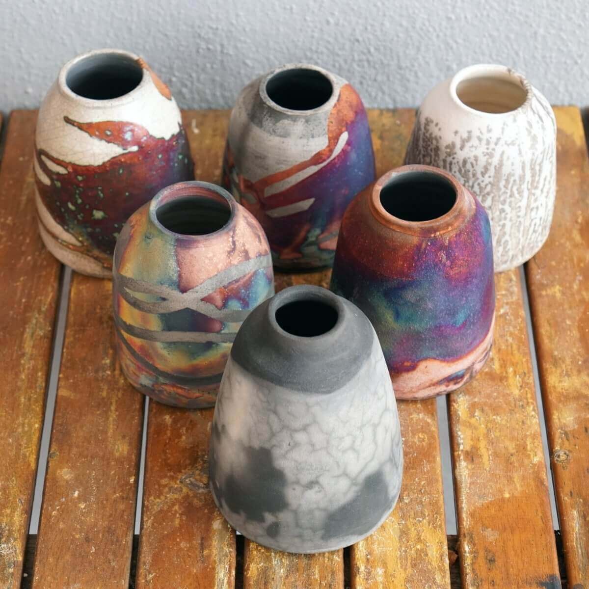 Suzu Ceramic Raku Pottery Vase Unique Handmade ceramic pottery raku vases, urns, and home decor, sculptures, wall decor, gifts by Adil Ghani