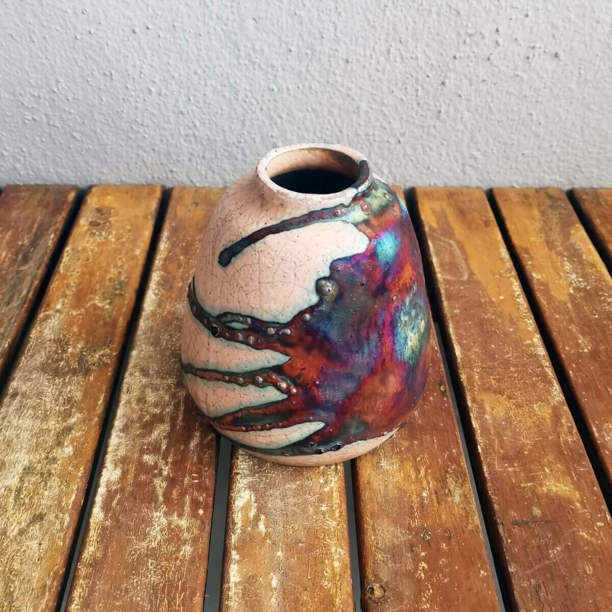 Suzu Ceramic Raku Pottery Vase Unique Handmade ceramic pottery raku vases, urns, and home decor, sculptures, wall decor, gifts by Adil Ghani
