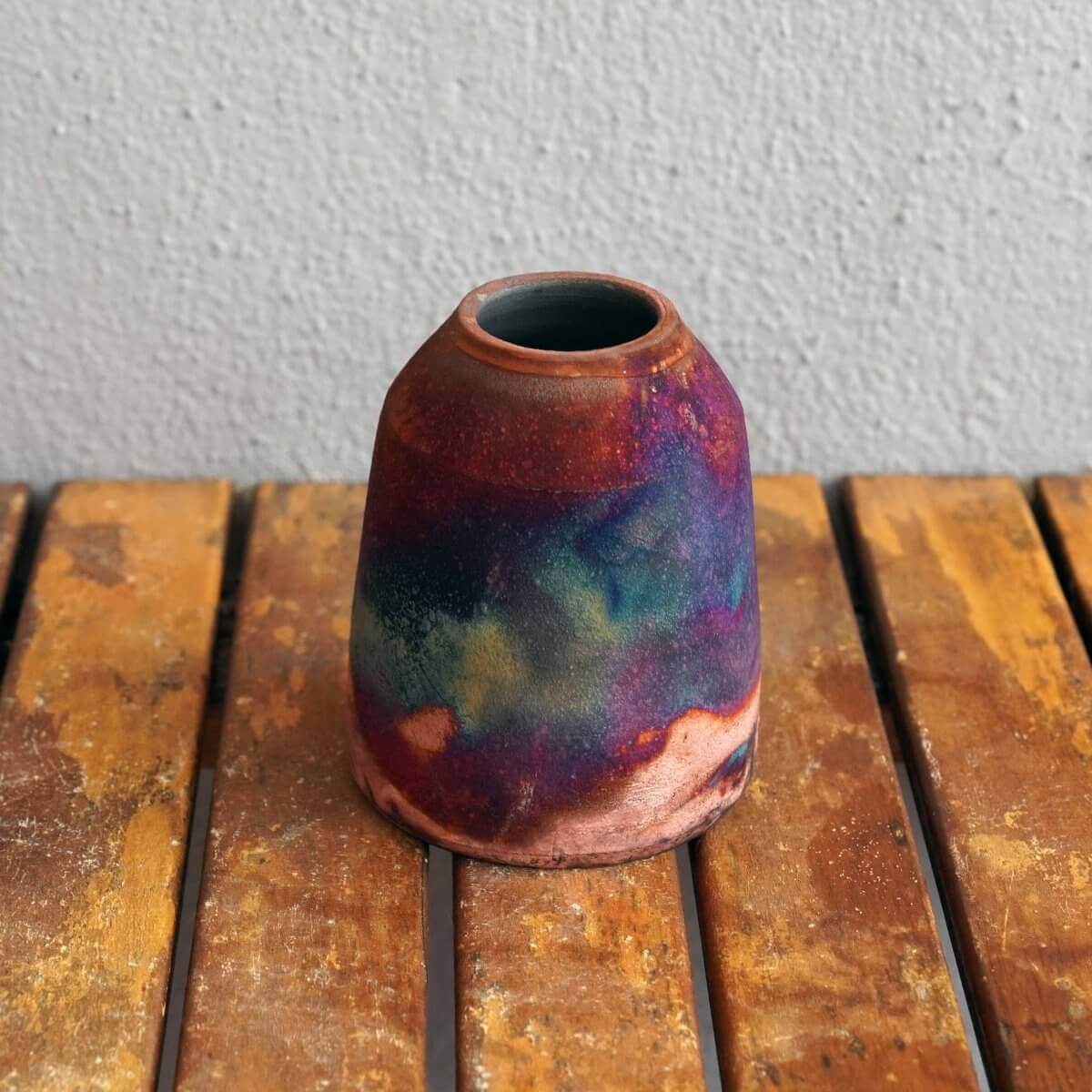 Raku pottery vase ceramic home decor