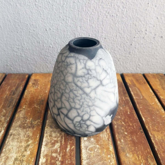 Suzu Ceramic Raku Pottery Vase Unique Handmade ceramic pottery raku vases, urns, and home decor, sculptures, wall decor, gifts by Adil Ghani