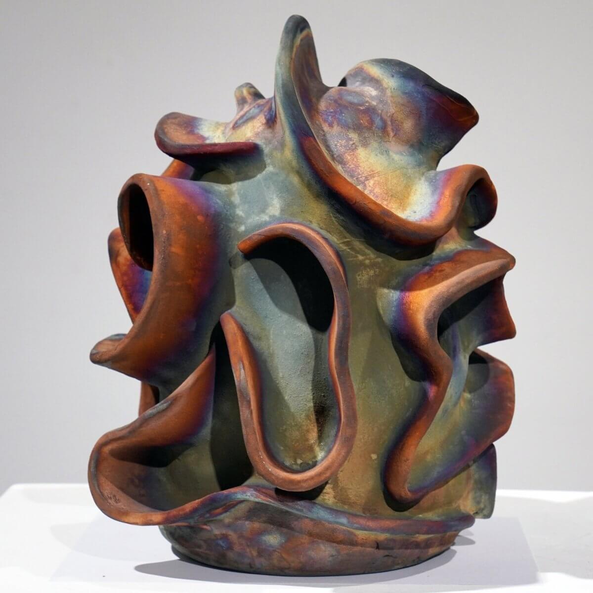 Trust - life magnified collection raku ceramic pottery sculpture by Adil Ghani Unique Handmade ceramic pottery raku vases, urns, and home decor, sculptures, wall decor, gifts by Adil Ghani