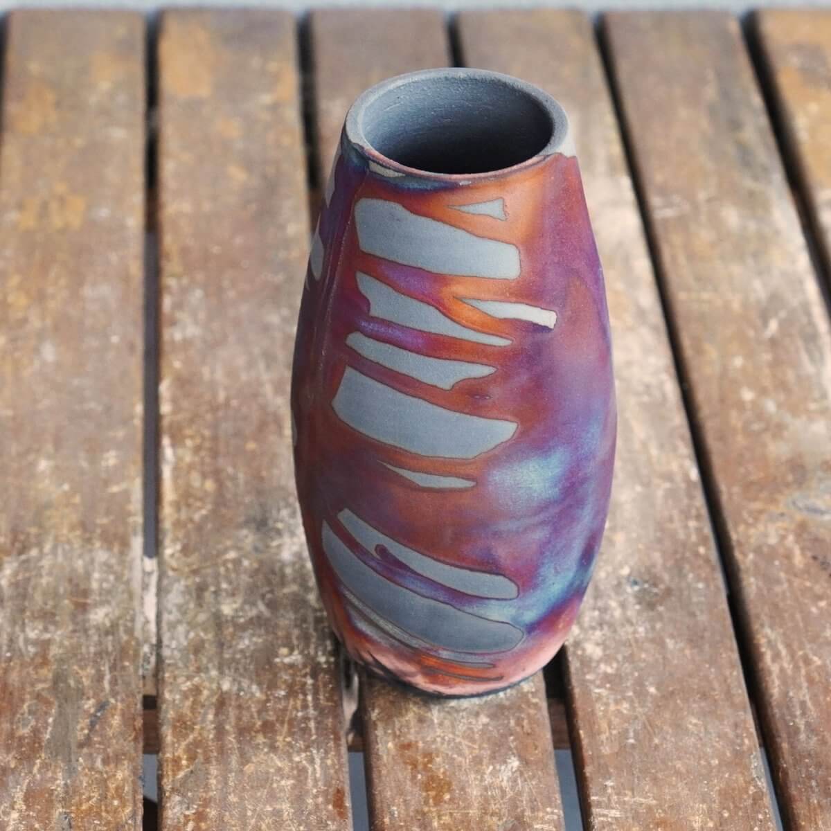 Tsuri Ceramic Raku Pottery Vase Unique Handmade ceramic pottery raku vases, urns, and home decor, sculptures, wall decor, gifts by Adil Ghani
