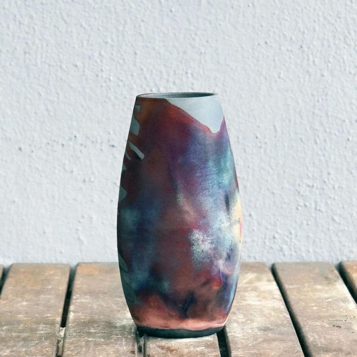 Tsuri Ceramic Raku Pottery Vase Unique Handmade ceramic pottery raku vases, urns, and home decor, sculptures, wall decor, gifts by Adil Ghani