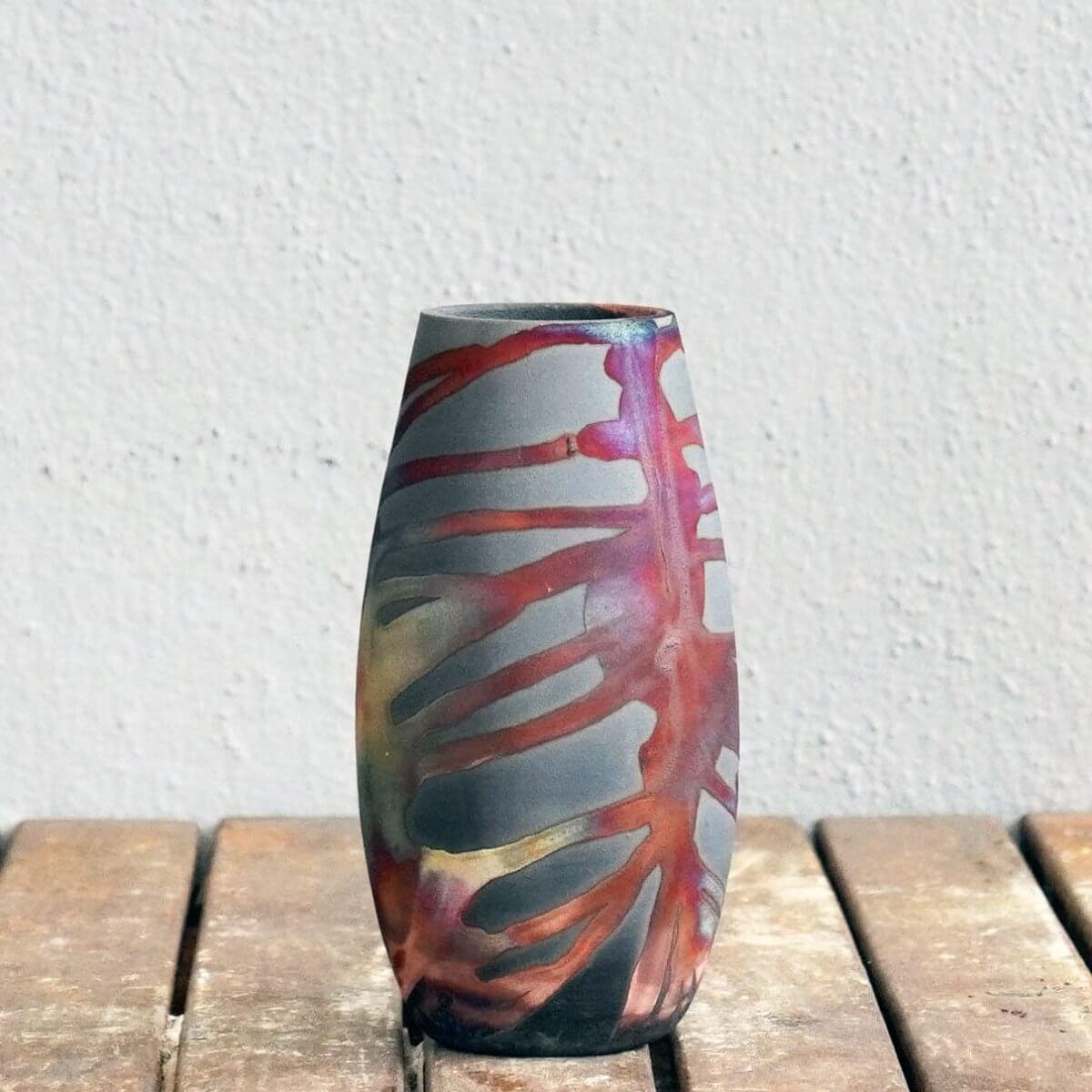 Tsuri Ceramic Raku Pottery Vase Unique Handmade ceramic pottery raku vases, urns, and home decor, sculptures, wall decor, gifts by Adil Ghani