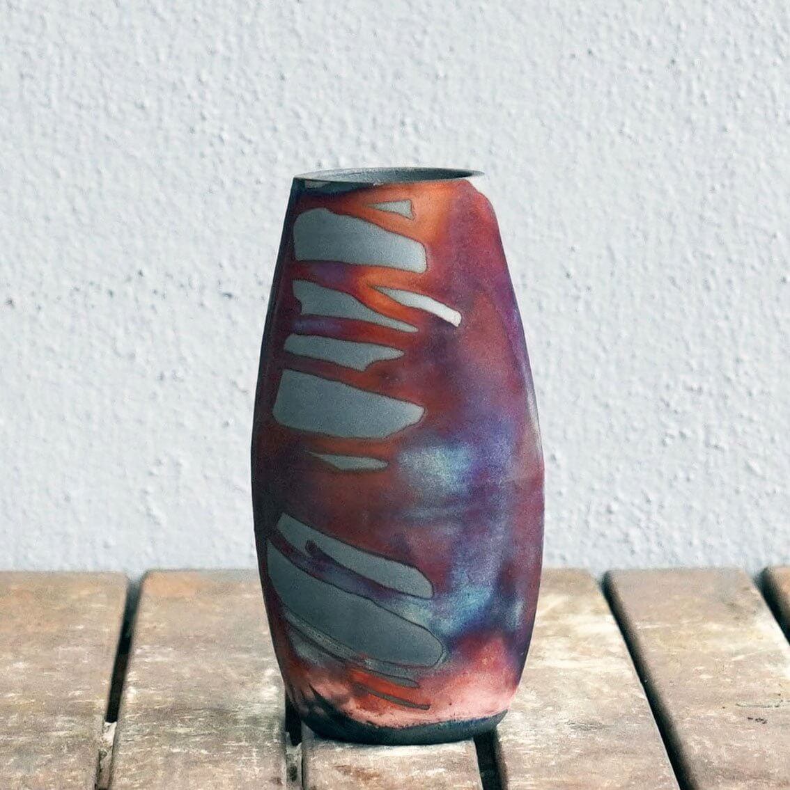 Tsuri Ceramic Raku Pottery Vase Unique Handmade ceramic pottery raku vases, urns, and home decor, sculptures, wall decor, gifts by Adil Ghani