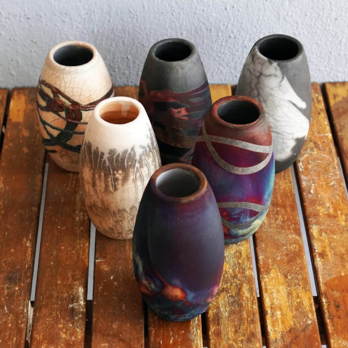 Raku pottery vase ceramic home decor