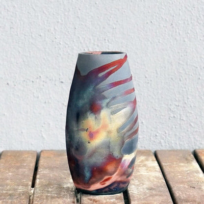 Tsuri Ceramic Raku Pottery Vase Unique Handmade ceramic pottery raku vases, urns, and home decor, sculptures, wall decor, gifts by Adil Ghani