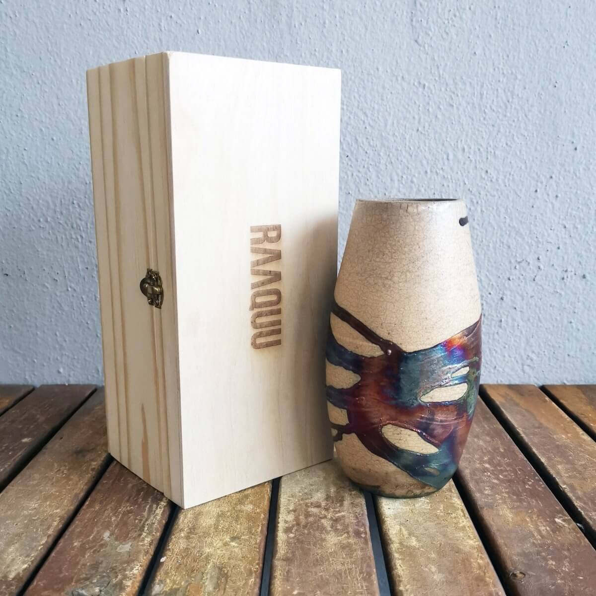 Tsuri Ceramic Raku Pottery Vase with Gift Box Unique Handmade ceramic pottery raku vases, urns, and home decor, sculptures, wall decor, gifts by Adil Ghani