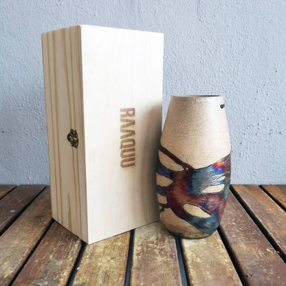 Tsuri Ceramic Raku Pottery Vase with Gift Box Unique Handmade ceramic pottery raku vases, urns, and home decor, sculptures, wall decor, gifts by Adil Ghani