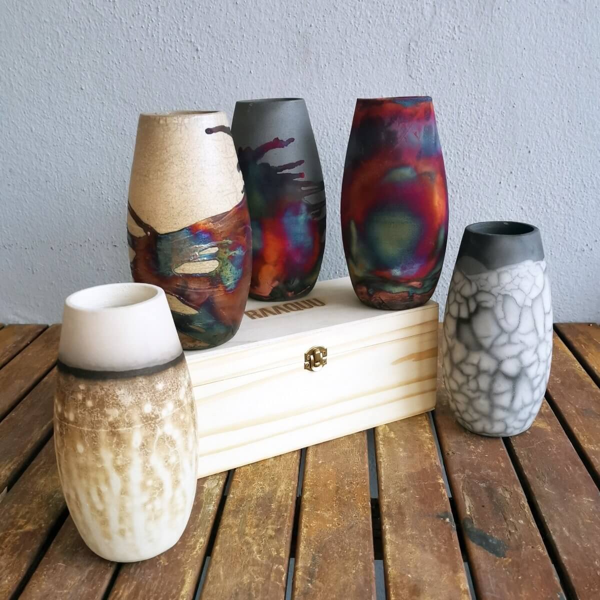 Tsuri Ceramic Raku Pottery Vase with Gift Box Unique Handmade ceramic pottery raku vases, urns, and home decor, sculptures, wall decor, gifts by Adil Ghani