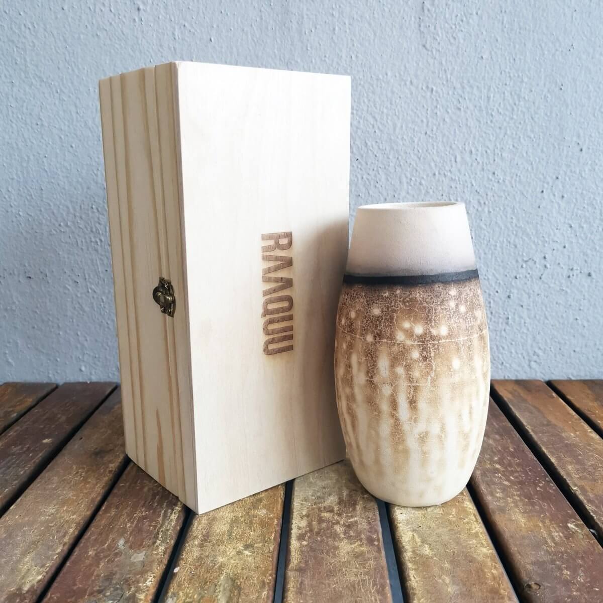 Tsuri Ceramic Raku Pottery Vase with Gift Box Unique Handmade ceramic pottery raku vases, urns, and home decor, sculptures, wall decor, gifts by Adil Ghani