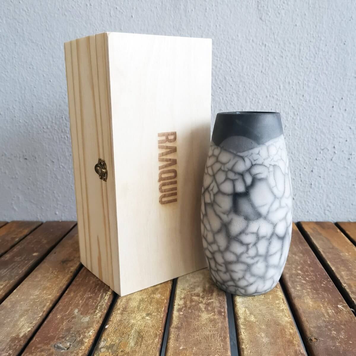 Tsuri Ceramic Raku Pottery Vase with Gift Box Unique Handmade ceramic pottery raku vases, urns, and home decor, sculptures, wall decor, gifts by Adil Ghani