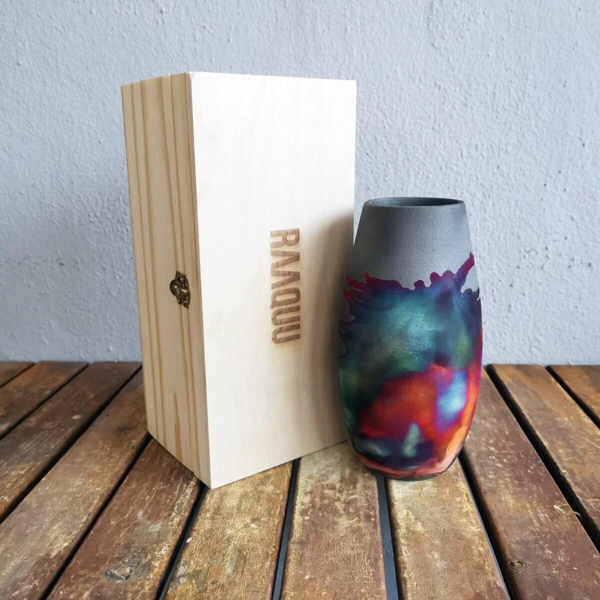 Tsuri Ceramic Raku Pottery Vase with Gift Box Unique Handmade ceramic pottery raku vases, urns, and home decor, sculptures, wall decor, gifts by Adil Ghani