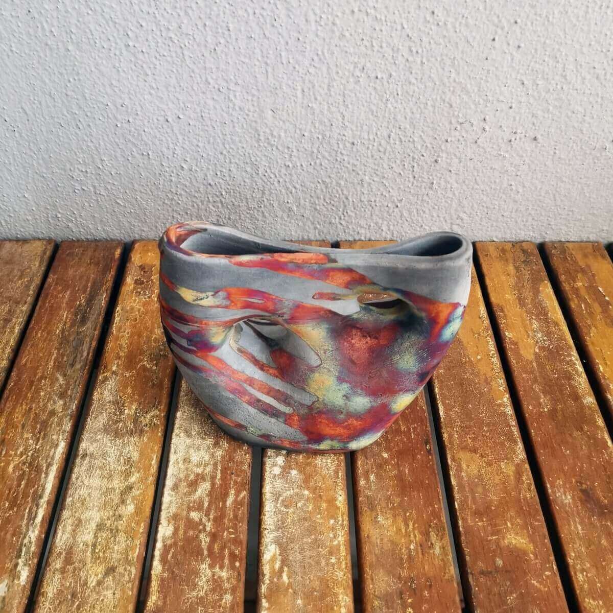 Raku pottery vase ceramic home decor