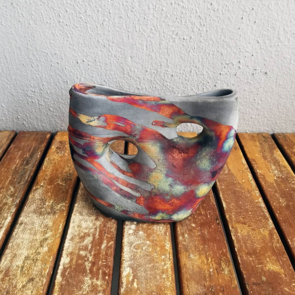 Raku pottery vase ceramic home decor