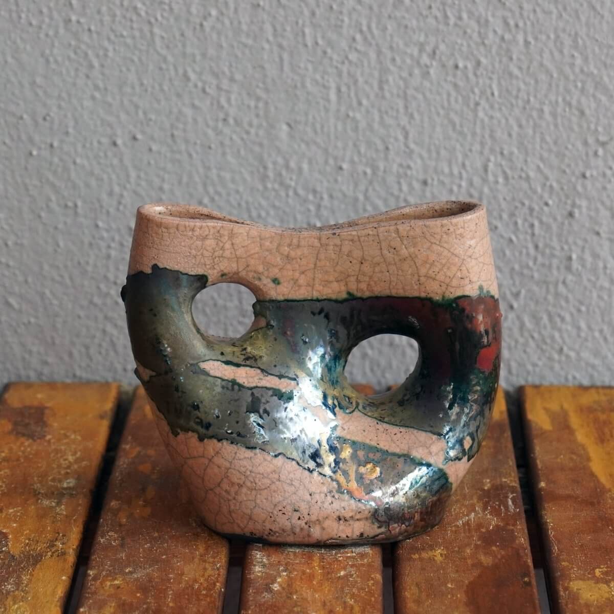 Raku pottery vase ceramic home decor