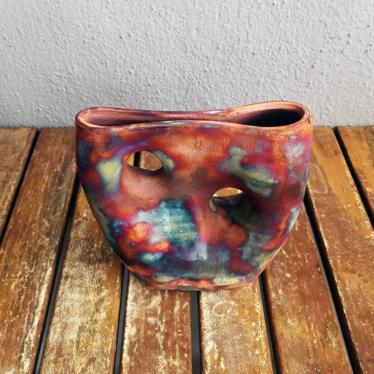 Raku pottery vase ceramic home decor