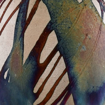 Yama Ceramic Raku Pottery Vase Unique Handmade ceramic pottery raku vases, urns, and home decor, sculptures, wall decor, gifts by Adil Ghani