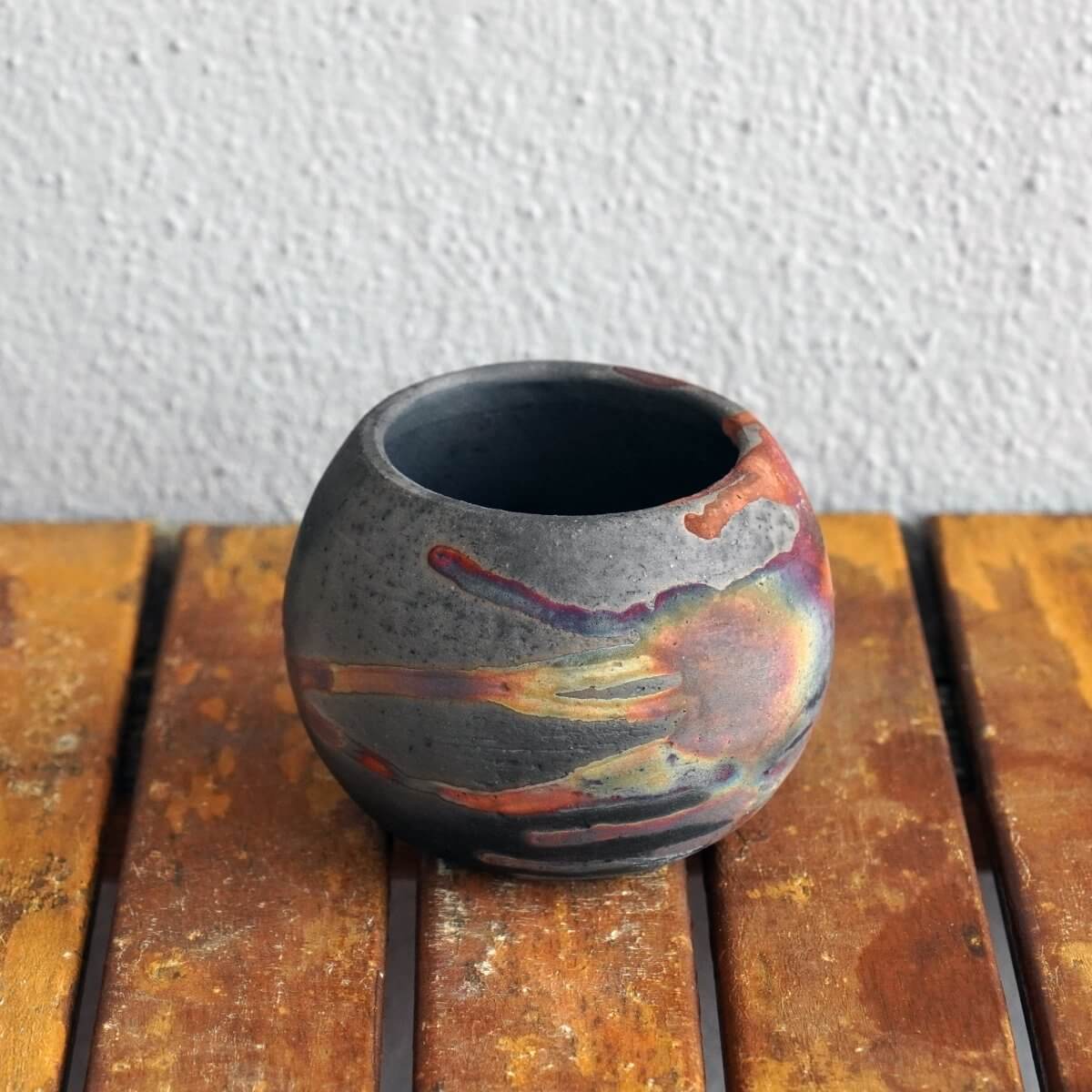 Raku pottery vase ceramic home decor